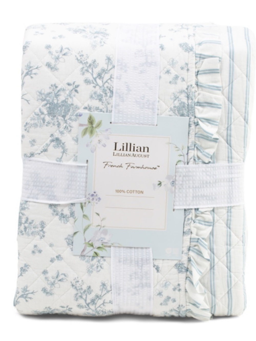 Lillian AUGUST HOME toile cotton percale quilt set